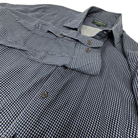 Rodd & Gunn Button Up Long Sleeve Large Men's Shirt Blue Geometric Woven in Ital - Picture 1 of 7